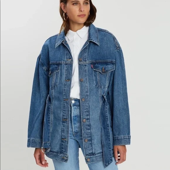 Levi's | Jackets & Coats | Levis Belted Long Trucker Denim